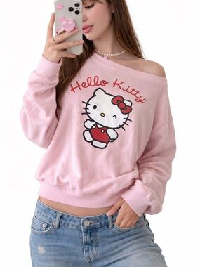 Hello Kitty Pink Sweatshirt XS
Sanrio Graphic Crewneck Cute
Y2K Lounge Cozy